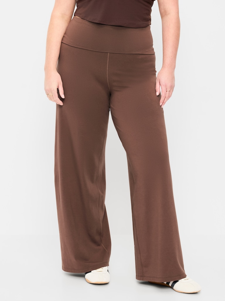 High-Waisted PowerChill Fold-Over Wide-Leg Pants