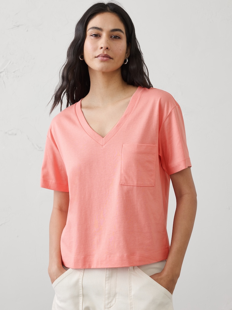 Premium Cotton V-Neck Pocket T-Shirt