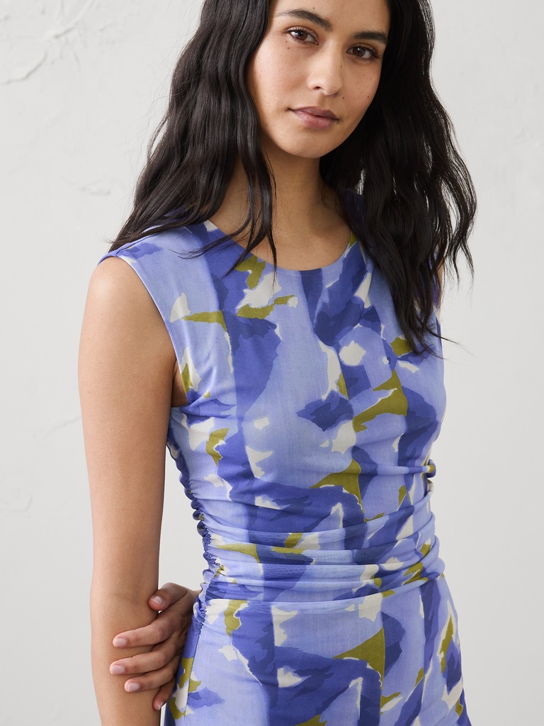 Shirred-Waist Midi Dress