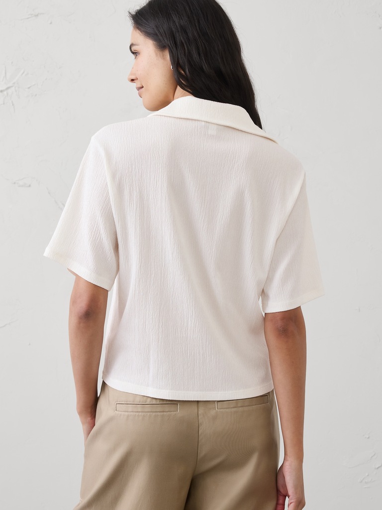 Textured Smocked Polo