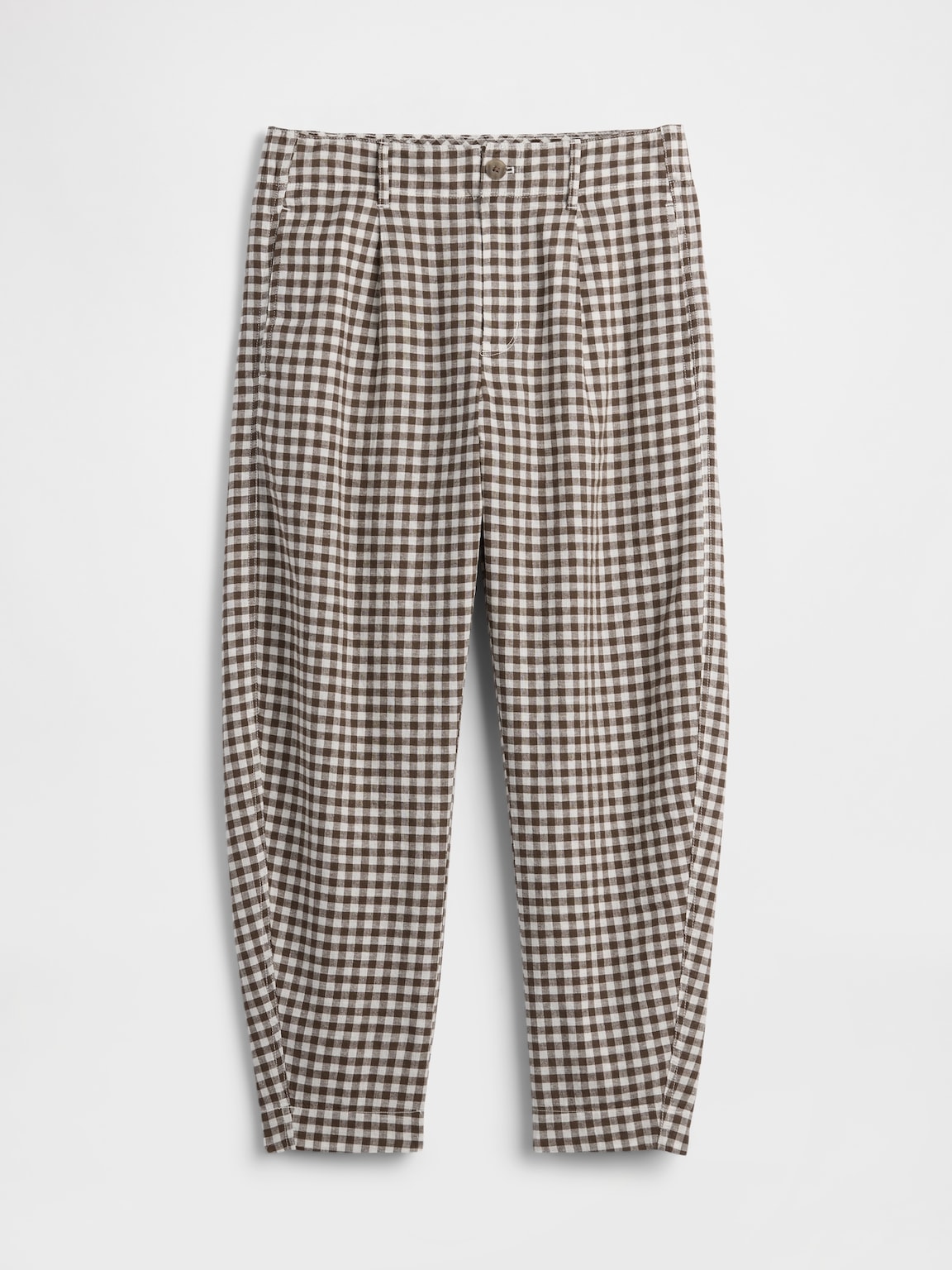 High Rise Linen-Blend Barrel Pants