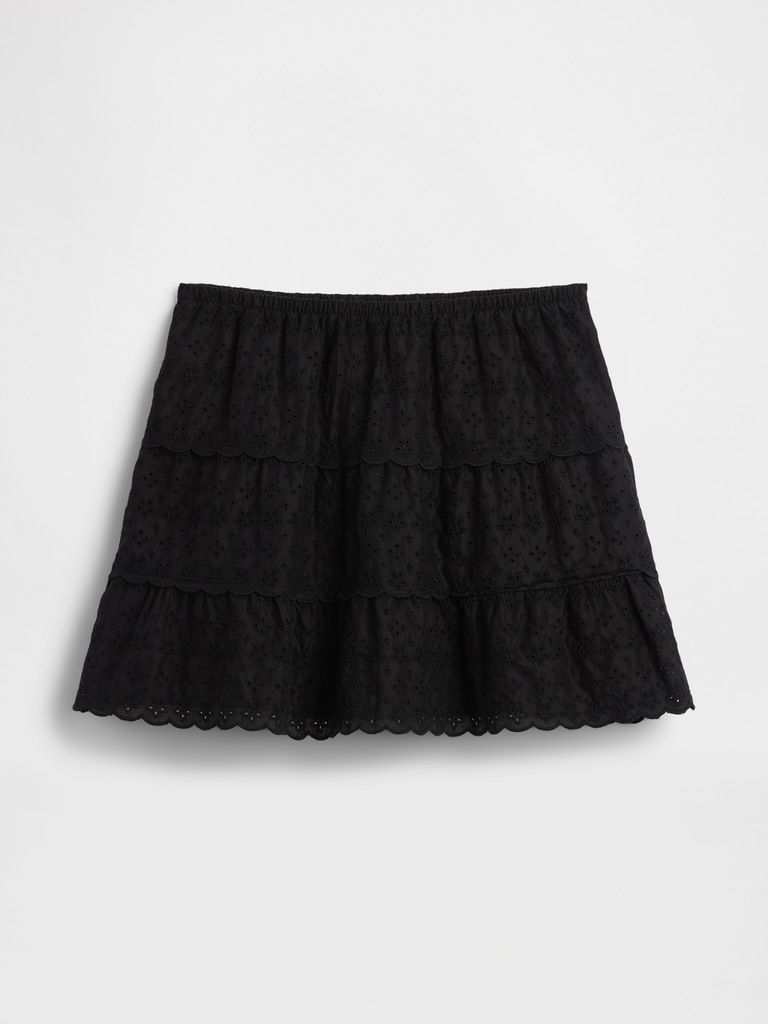 Tiered Eyelet Mini Skirt