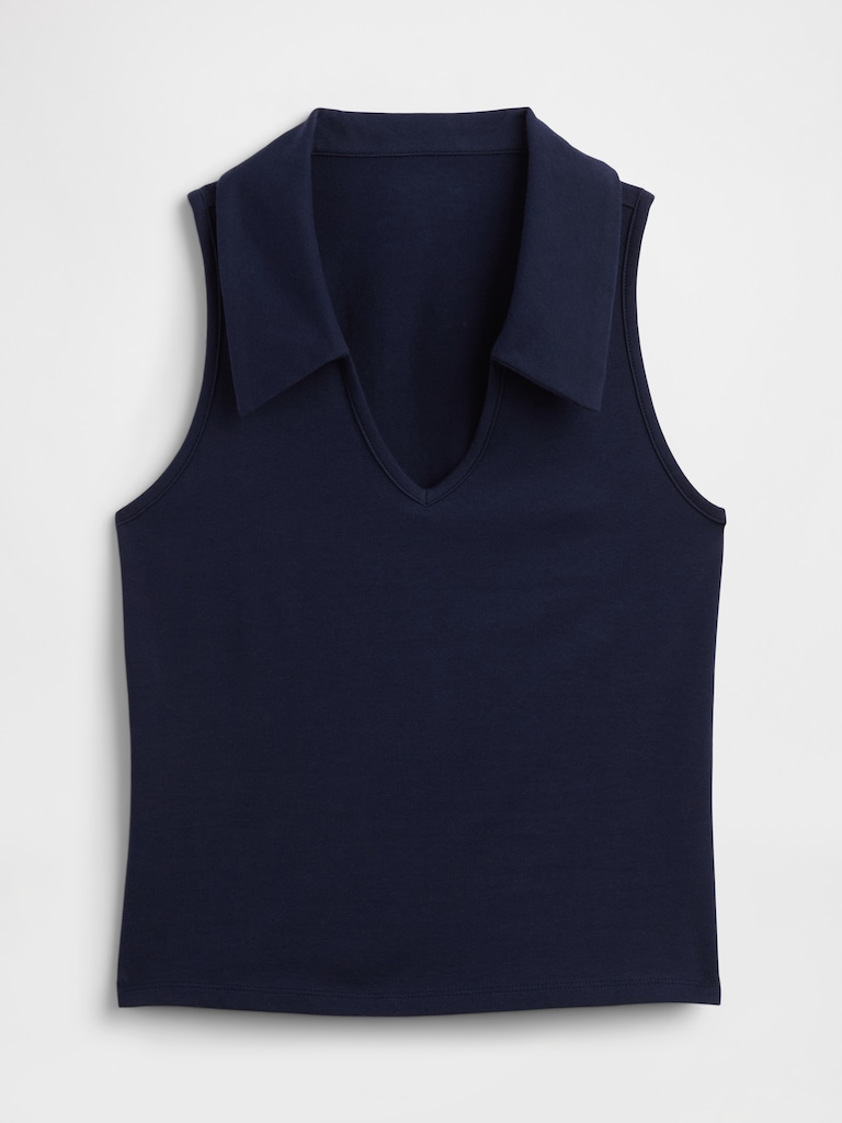 Sleeveless Scoopneck Polo Shirt