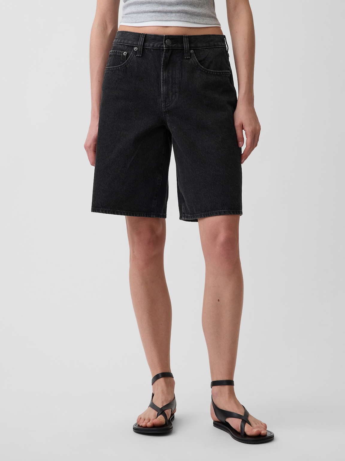 11" Mid Rise Longline Denim Shorts