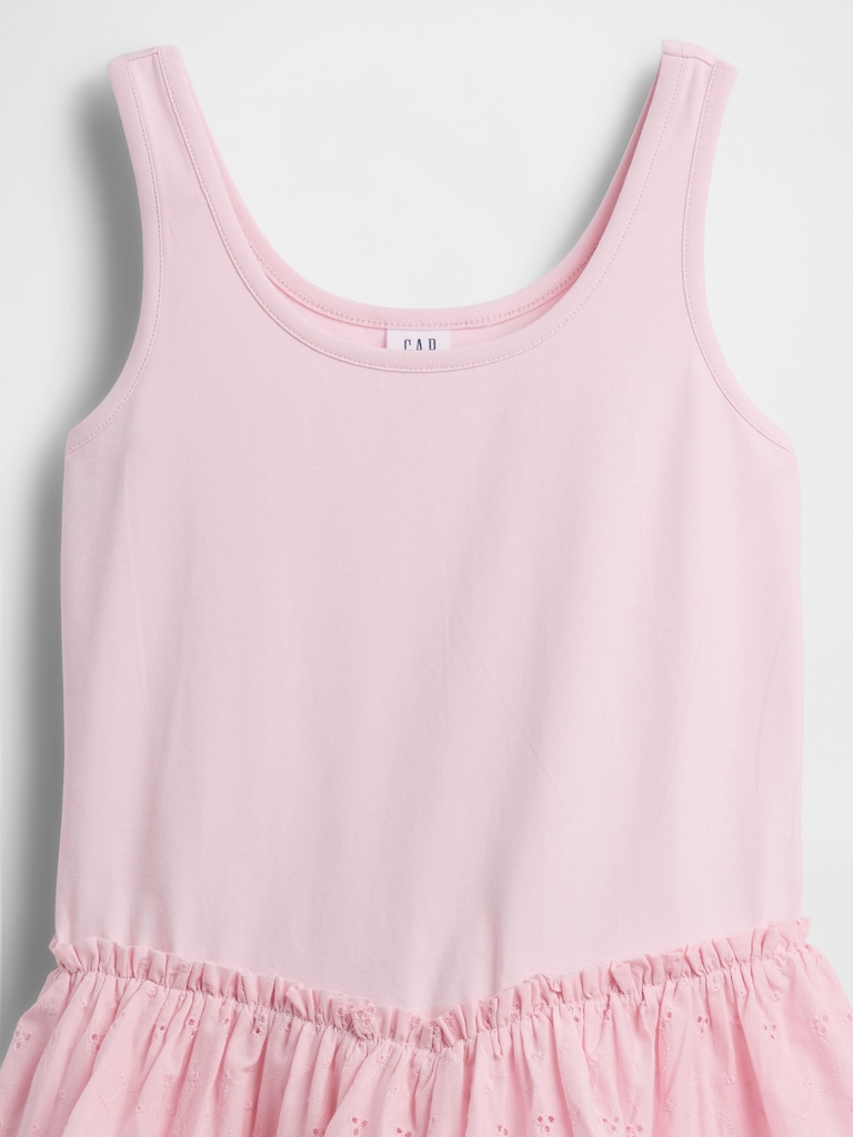 Kids Mixed Media Tiered Tank Dress