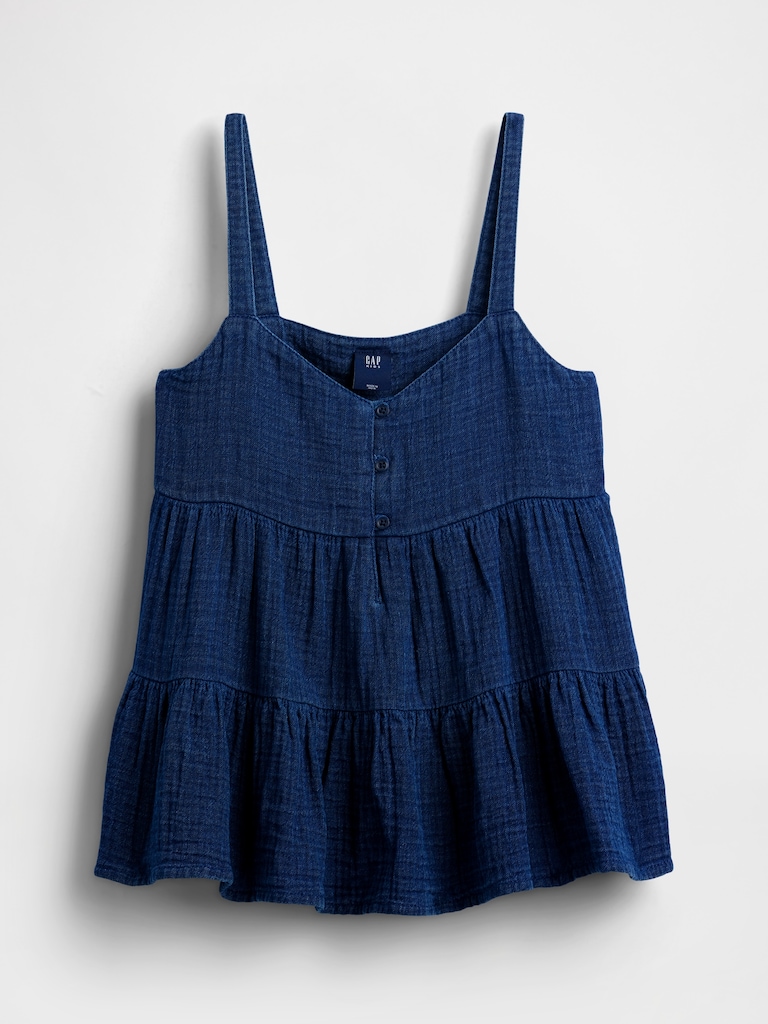 Kids Cotton Gauze Tiered Tank Top