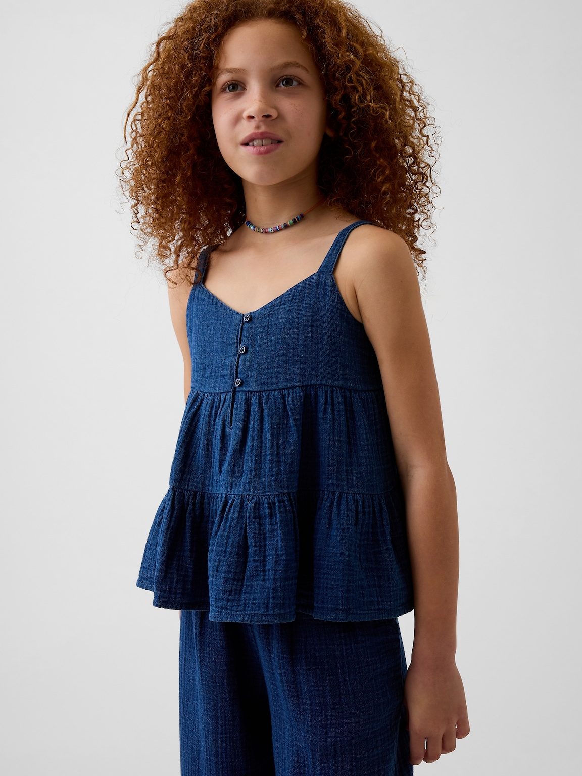 Kids Cotton Gauze Tiered Tank Top