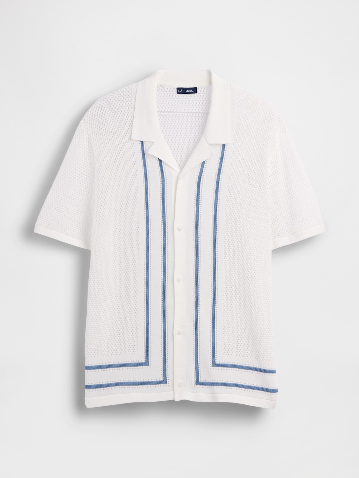 Stripe Camp Collar Sweater Shirt