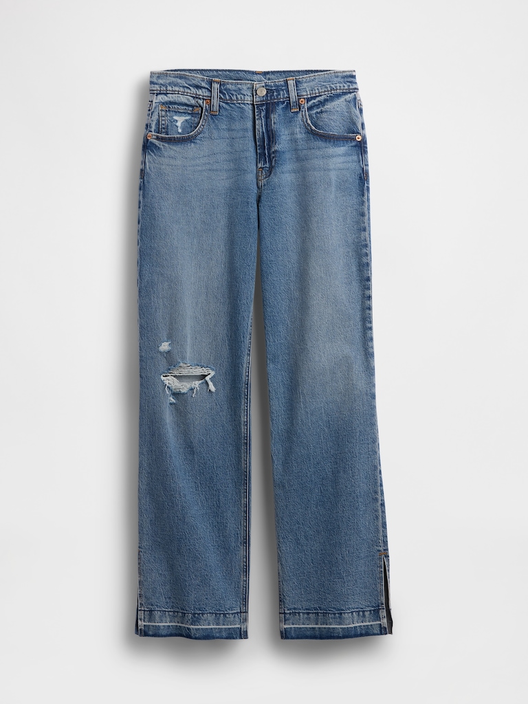 Low Rise '90s Loose Split-Hem Jeans