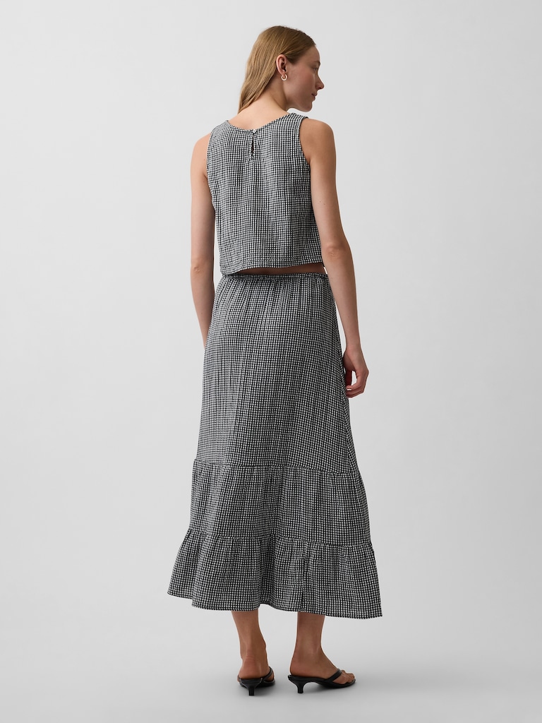 Cotton Gauze Easy Tiered Maxi Skirt