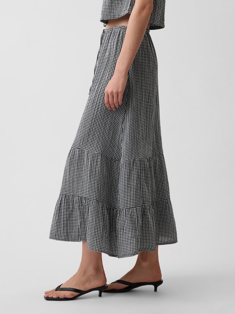 Cotton Gauze Easy Tiered Maxi Skirt