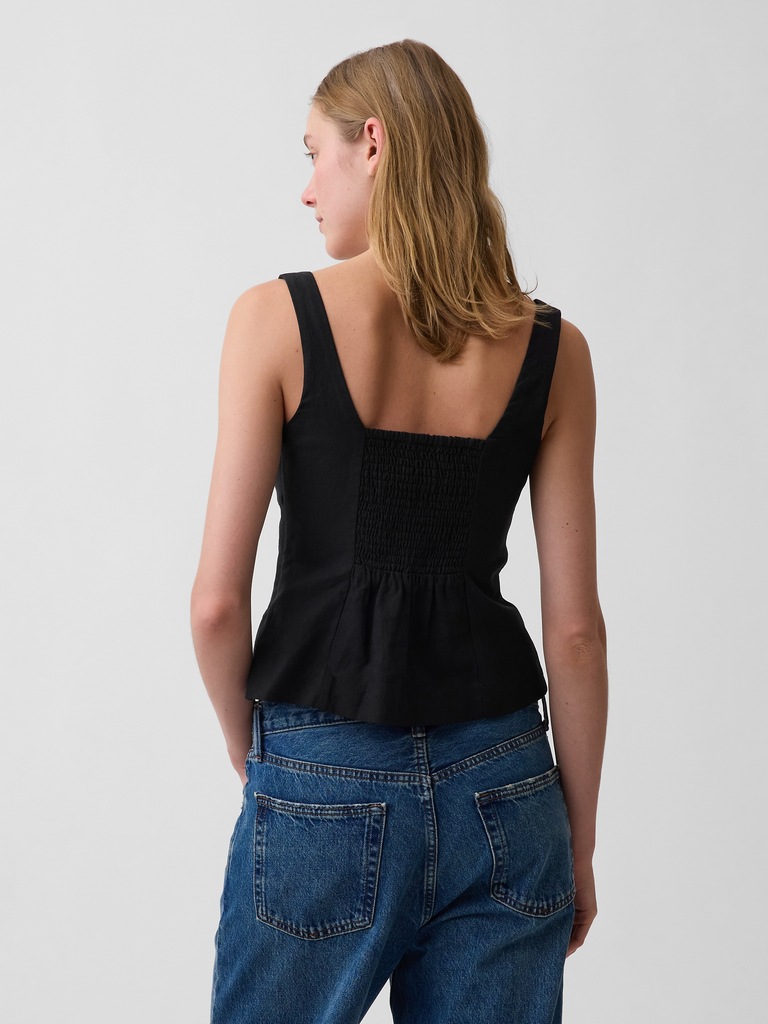 Linen-Blend Corset Vest Top