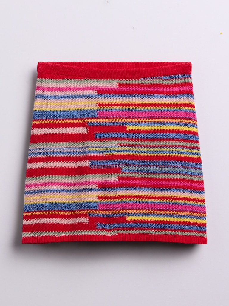 100% Cotton Stripe Mini Sweater Skort