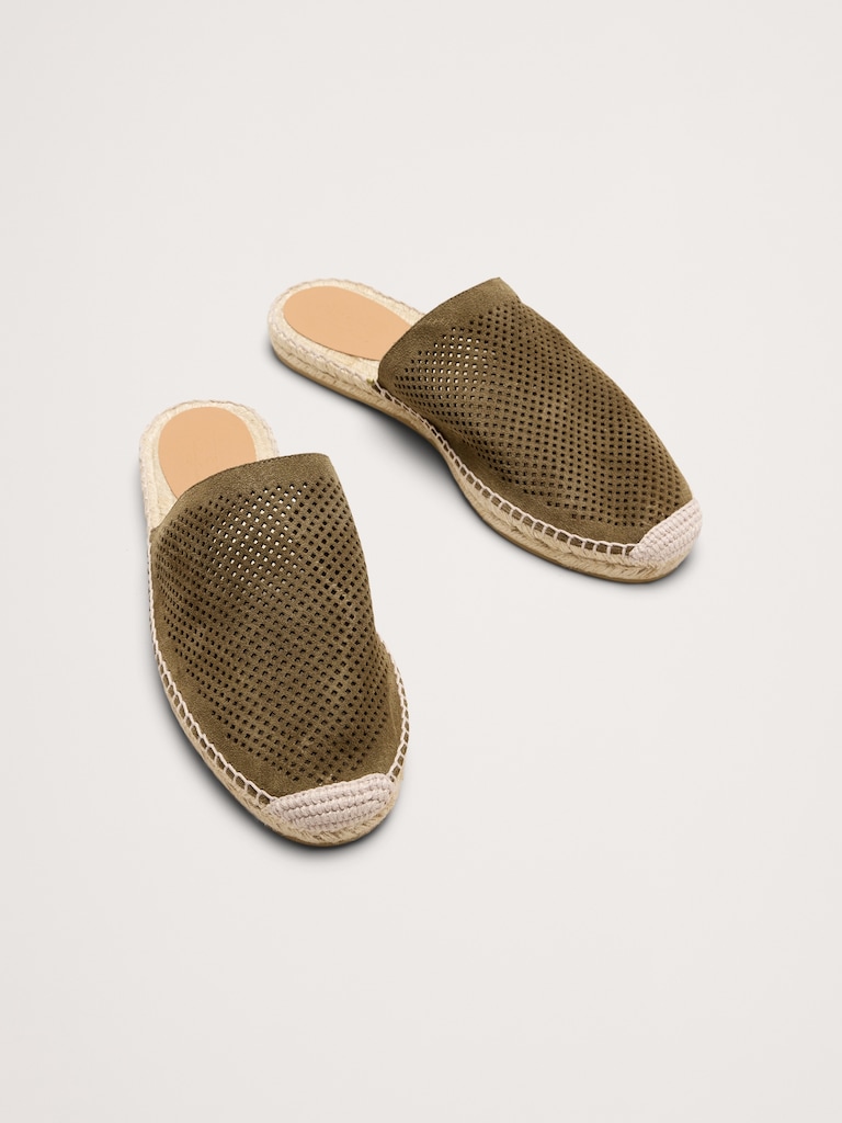 Suede Espadrille Slides