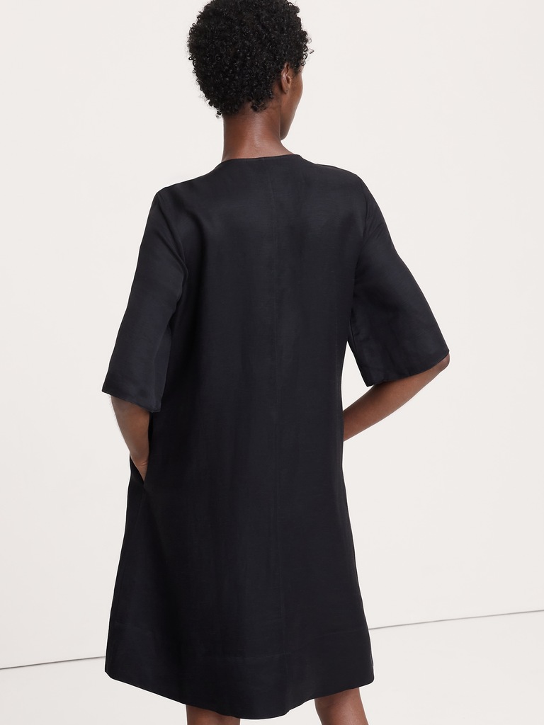 Viscose-Linen Scoop-Neck Mini Dress