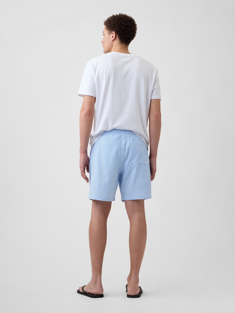 6" Seersucker Swim Trunks
