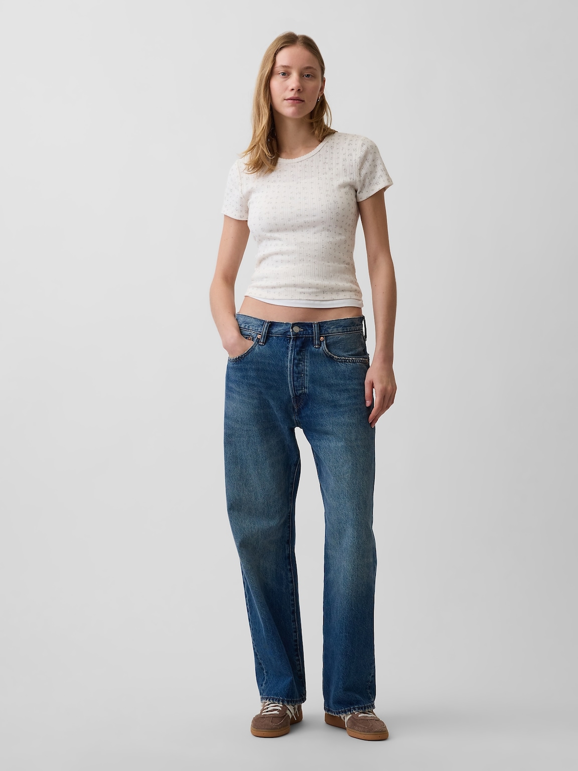 Pointelle Crewneck T-Shirt