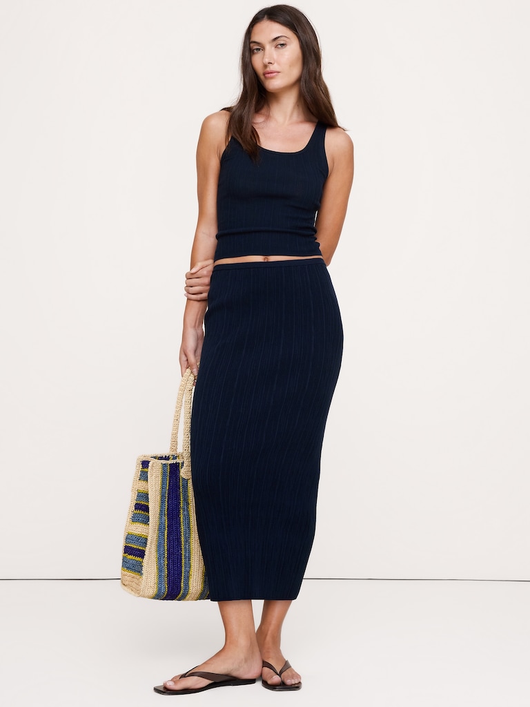 Crinkle Knit Maxi Skirt
