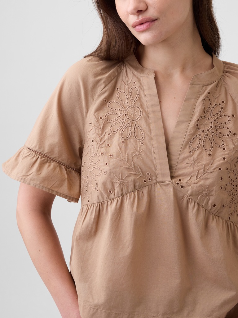 Relaxed Eyelet Top