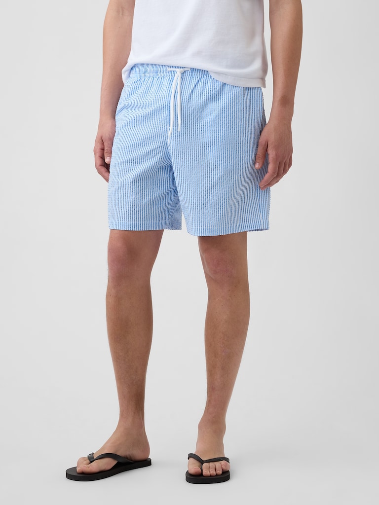 6" Seersucker Swim Trunks