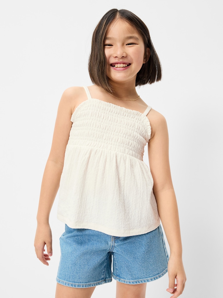 Sleeveless Textured Smocked Top for Girls