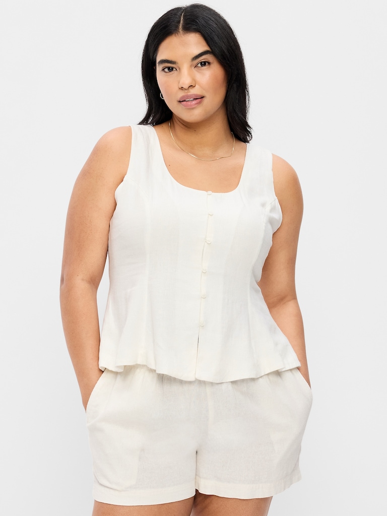 Sleeveless Button-Down Top