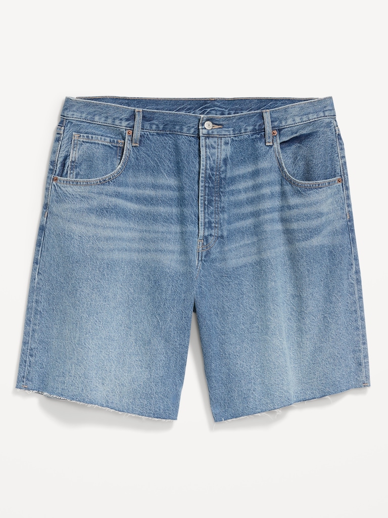 Mid-Rise Baggy Jean Cut-Off Shorts -- 9-inch inseam