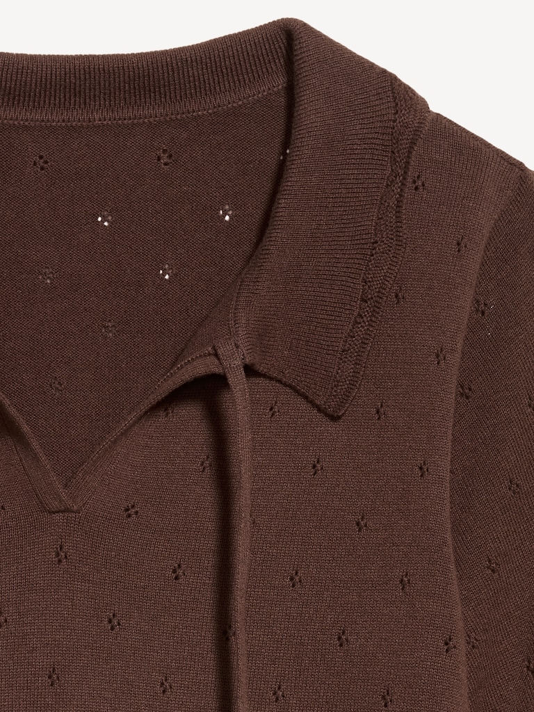 Polo court en tricot de coton littoral ajouré