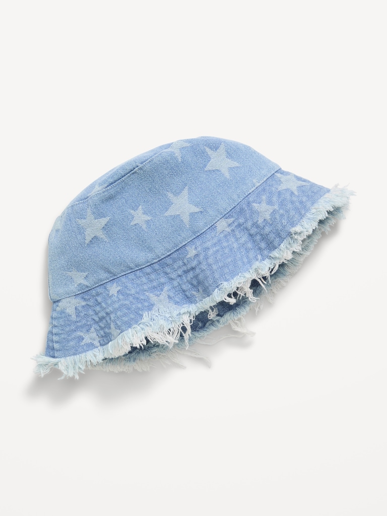 Printed Denim Bucket Hat for Girls