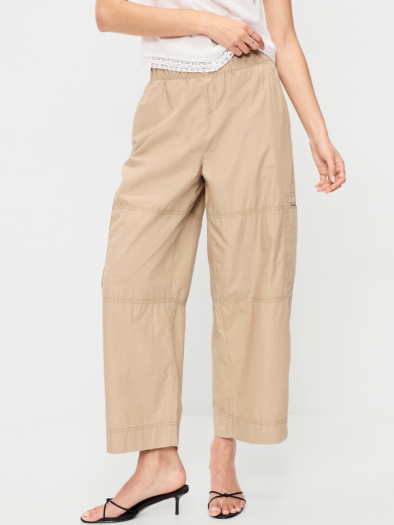 Mid-Rise Pull-On Cropped Utility Pants