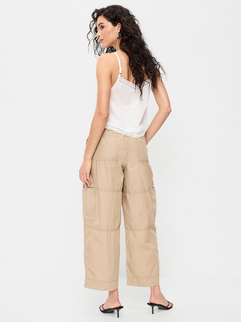 Mid-Rise Pull-On Cropped Utility Pants