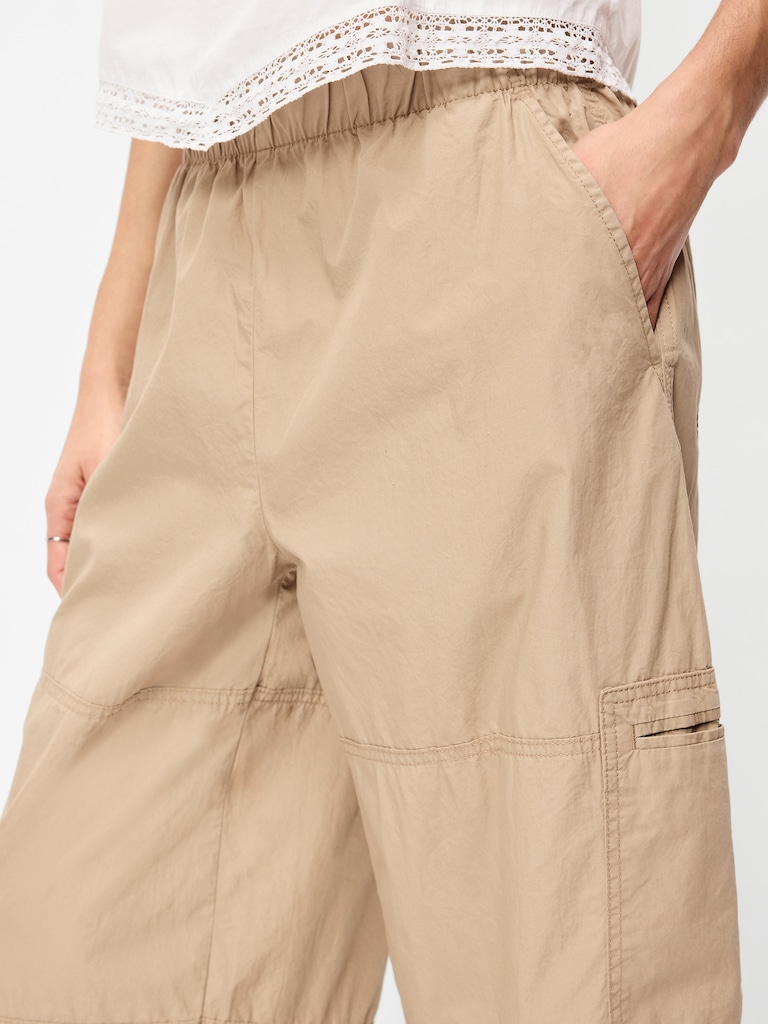 Mid-Rise Pull-On Cropped Utility Pants