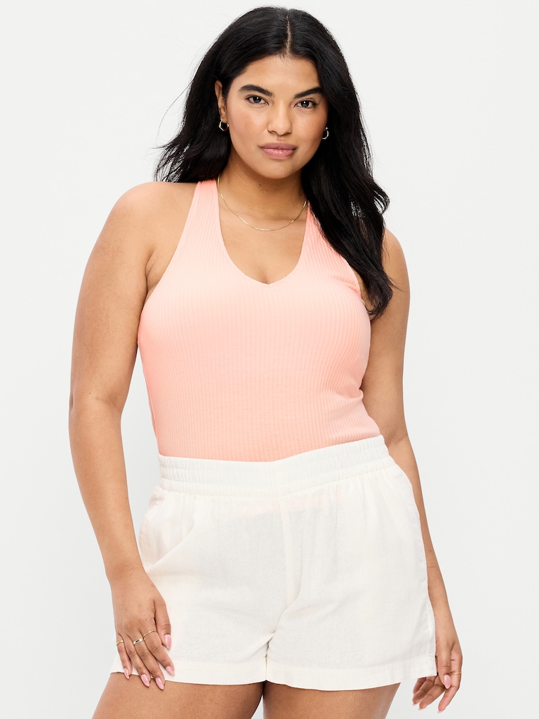Ribbed Loop-Back Halter Top