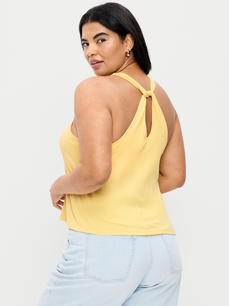 Ribbed Loop-Back Halter Top