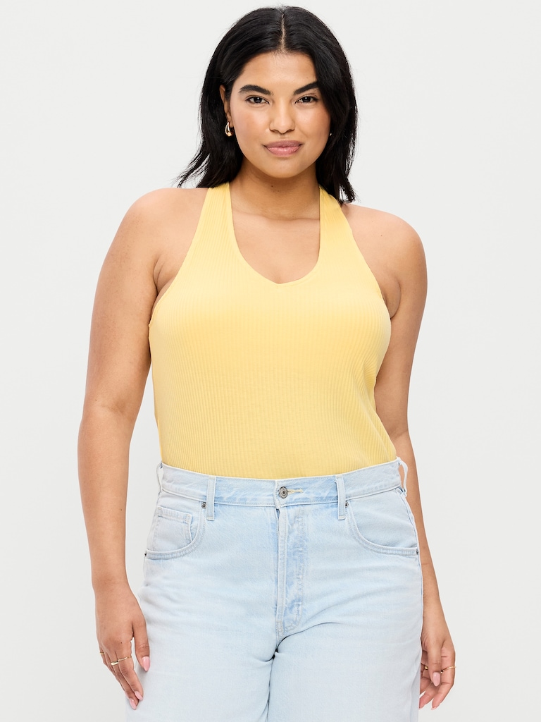 Ribbed Loop-Back Halter Top