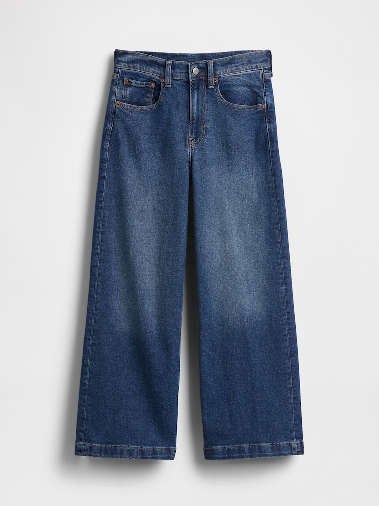 High Rise Stride Wide-Leg Ankle Jeans