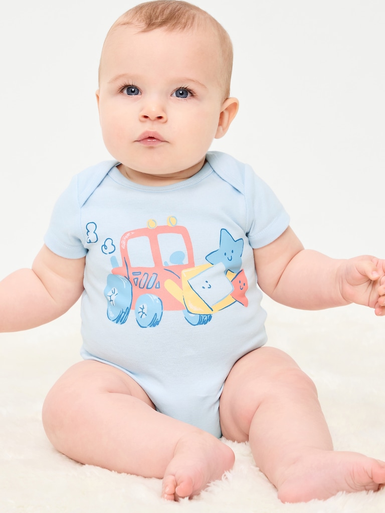 Cache-couche à manches courtes à imprimé pour bébé