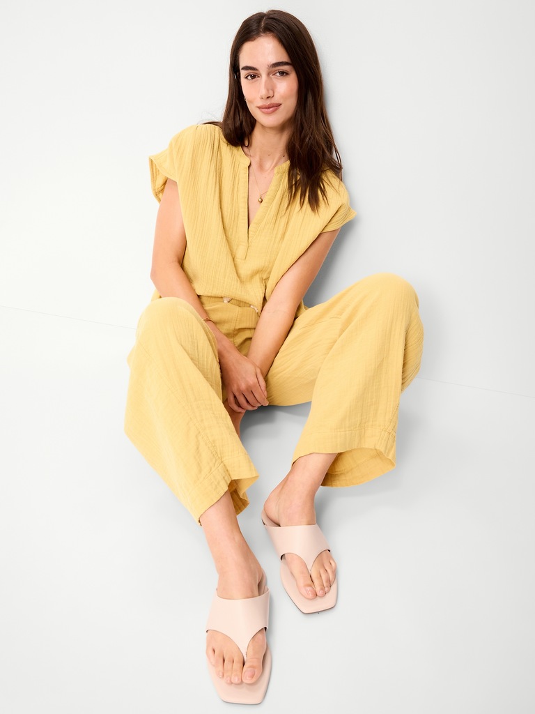 Faux-Leather Wide Thong Sandal for Women