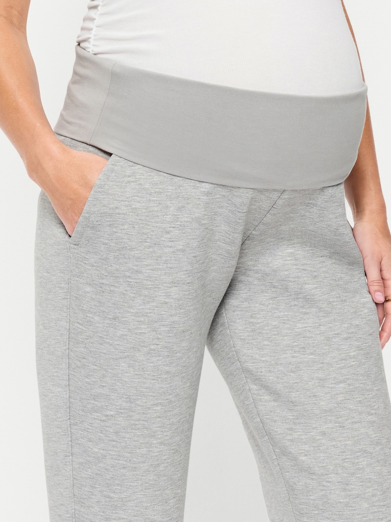 Maternity Bounce Fleece Rollover-Waist Jogger Sweatpants