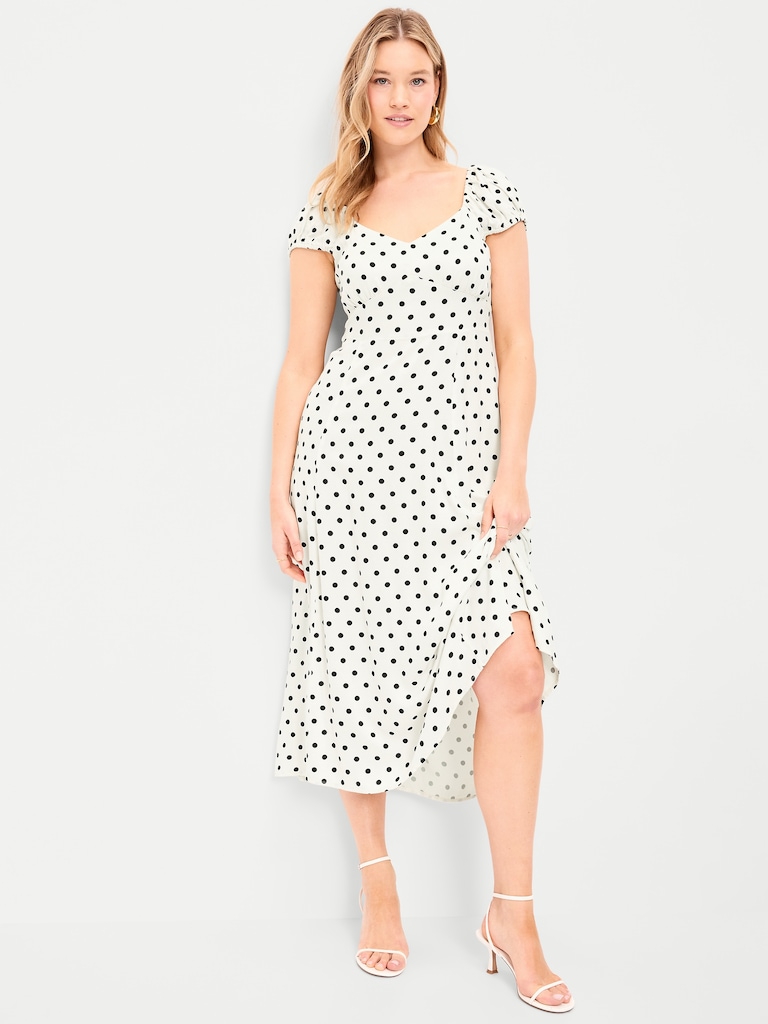 Short-Sleeve Fit & Flare Midi Dress