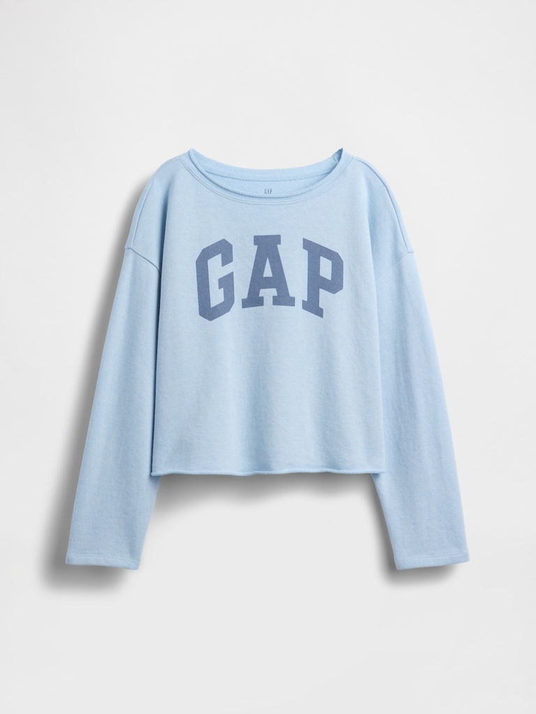 Kids French Terry Wide-Neck Logo Sweatshirt