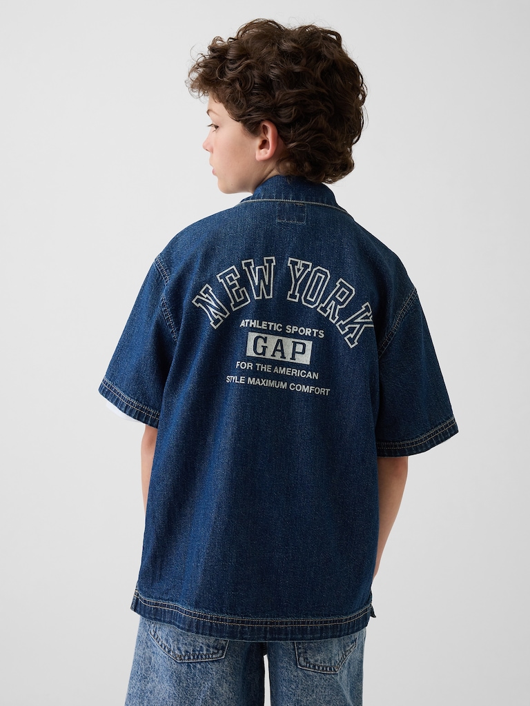 Kids Denim Relaxed New York Logo Shirt