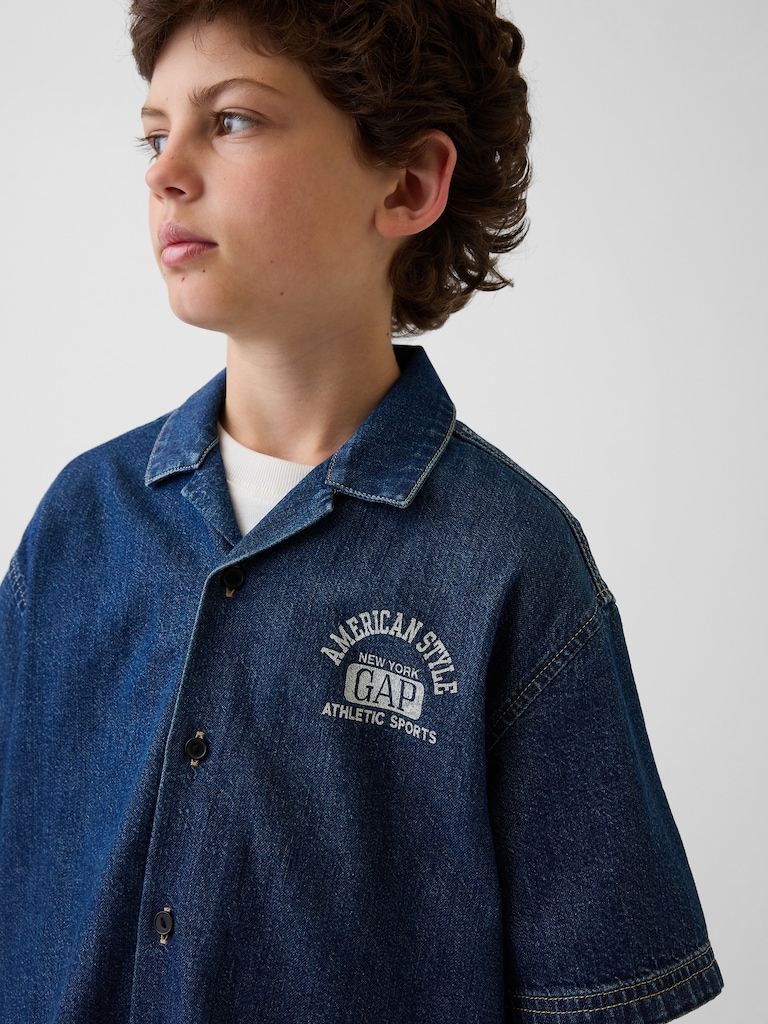 Kids Denim Relaxed New York Logo Shirt