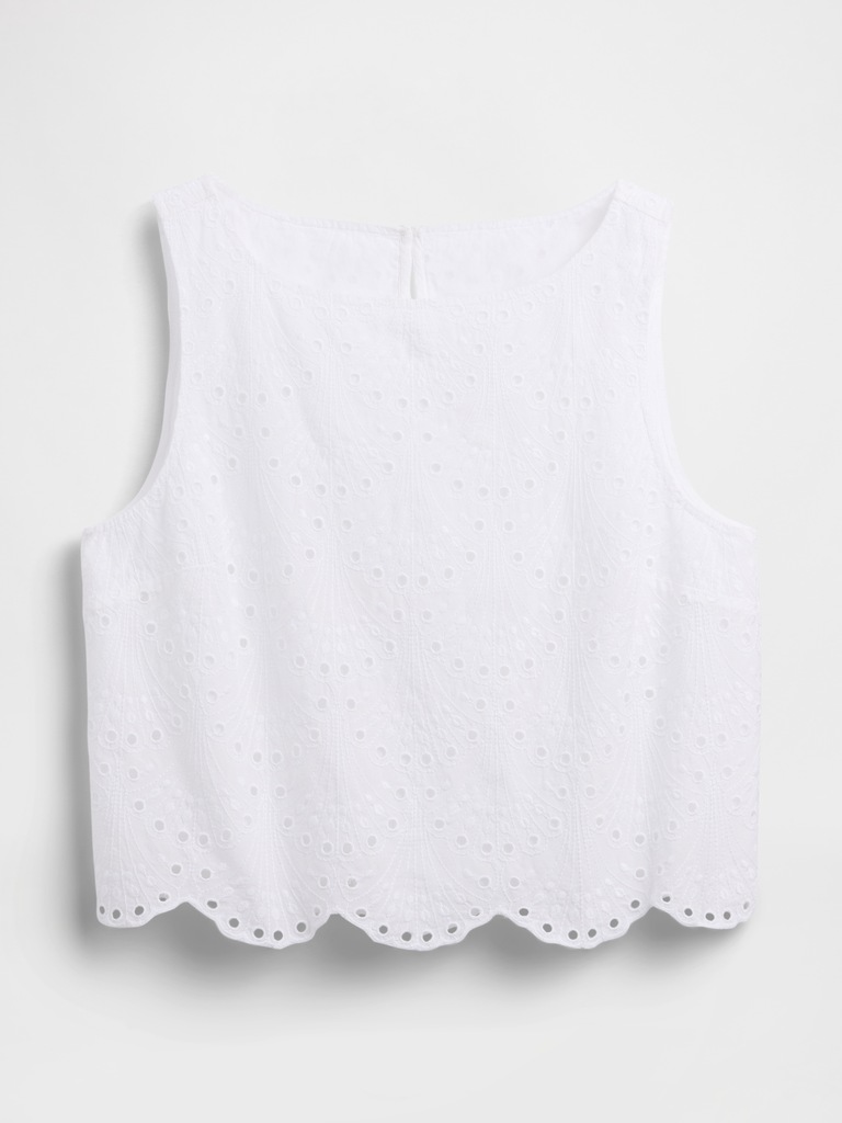 Eyelet Crop Shell Tank Top