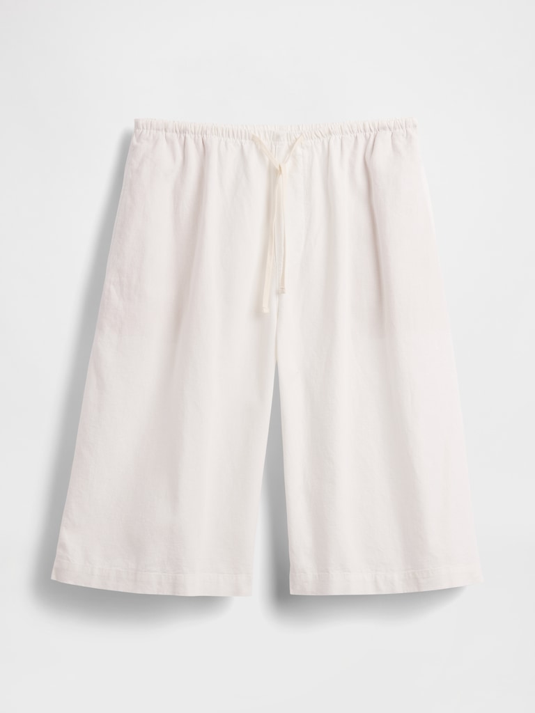 Linen-Blend Relaxed Easy Culotte Pants