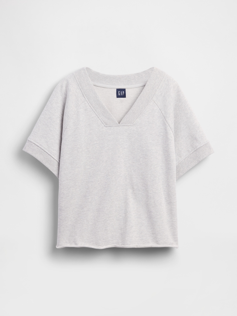 French Terry Oversized V-Neck Sweatshirt