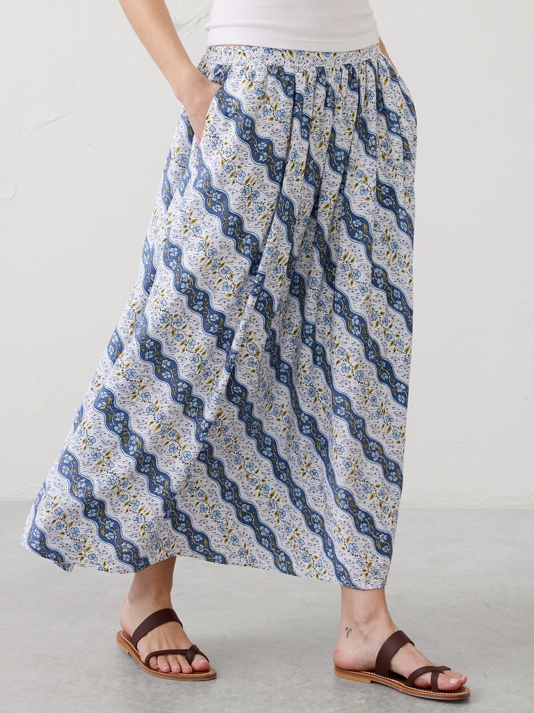 Silky Slub Midi Skirt