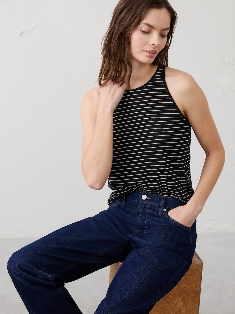 Linen-Blend Racer Back Tank