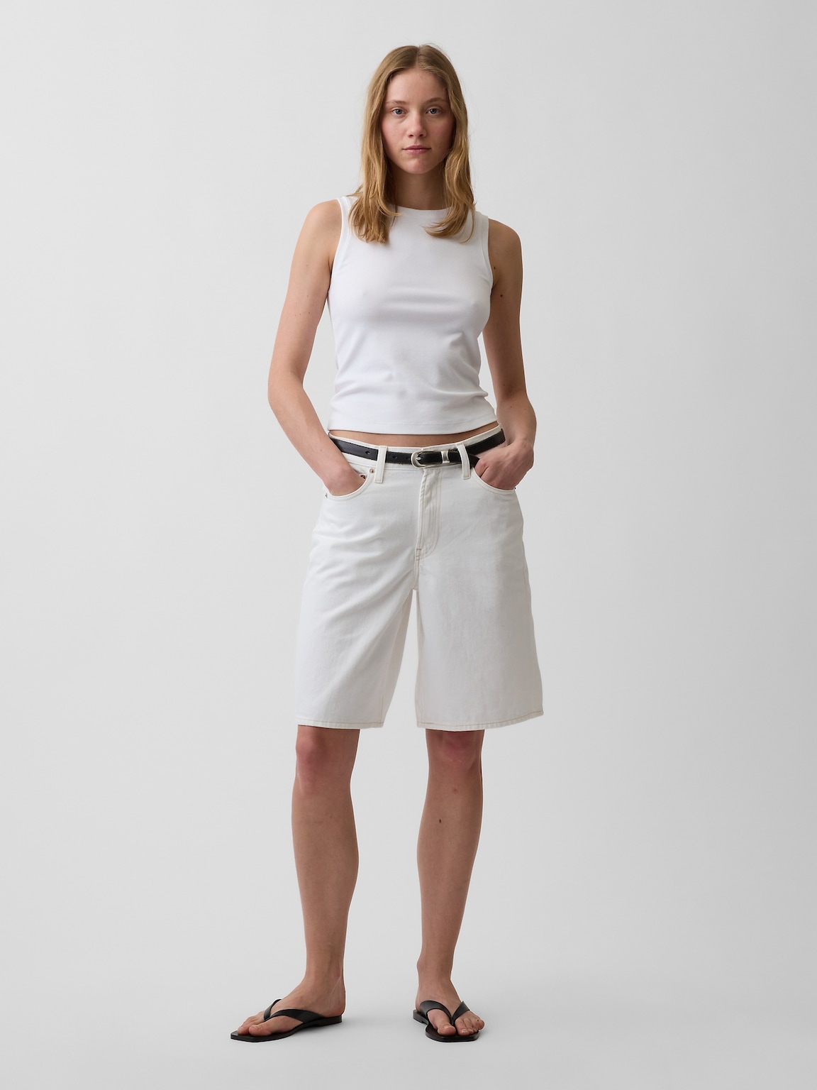 11" Mid Rise Longline Denim Shorts