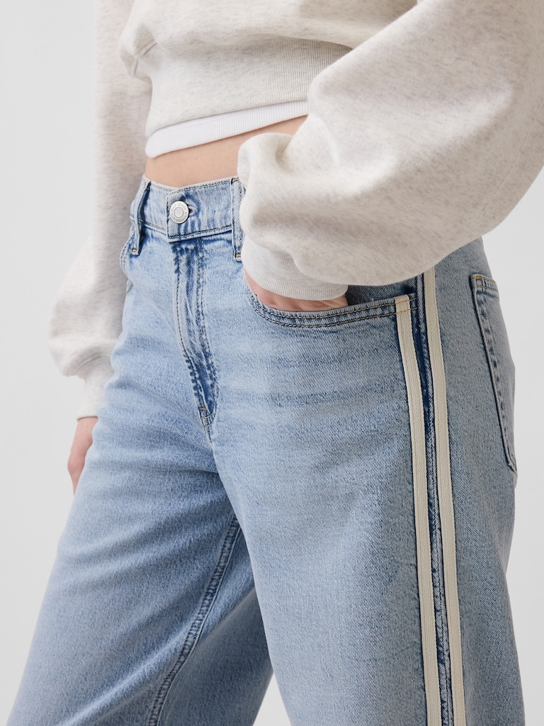Jean ample années 90 à taille basse avec rayures sur les côtés